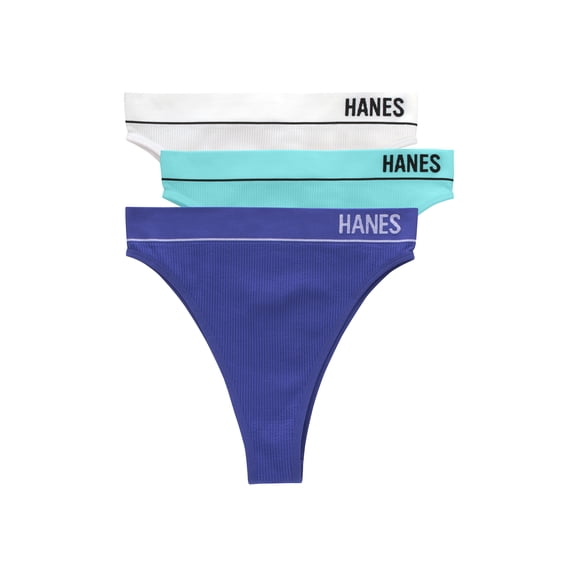 Hanes Originals Women’s Seamless Rib Hi-Rise Cheeky Underwear, 3-Pack