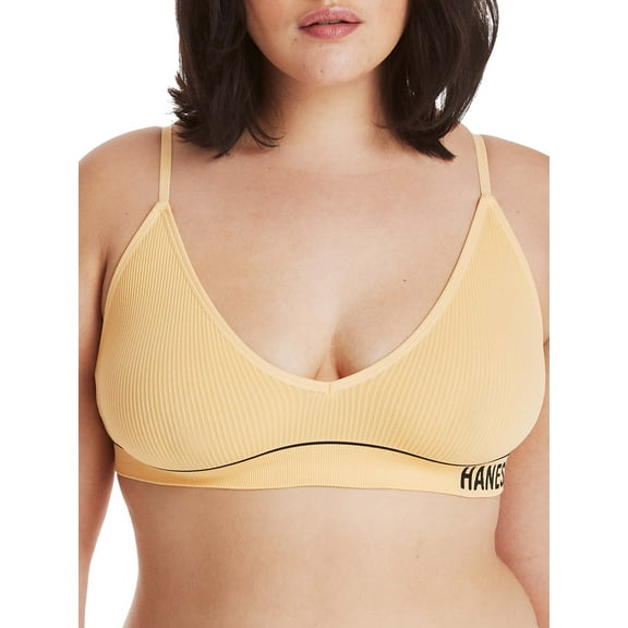 Hanes Originals Women’s Seamless Rib Triangle Bralette, ComfortFlex Fit, Style MHB005