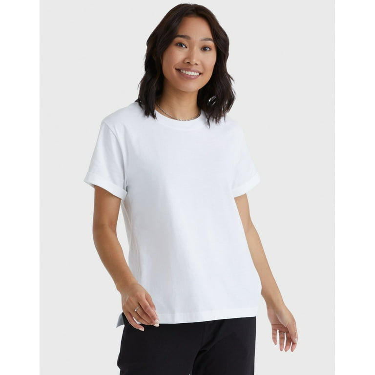 Hanes Women s Short Sleeve T Shirt Originals Side Vents Crewneck Ringspun Cotton