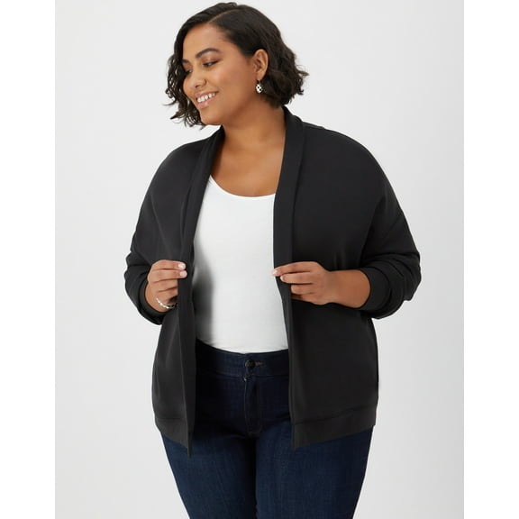 Hanes Originals Women's Soft Brushed Cardigan (Plus Size) Black 3X