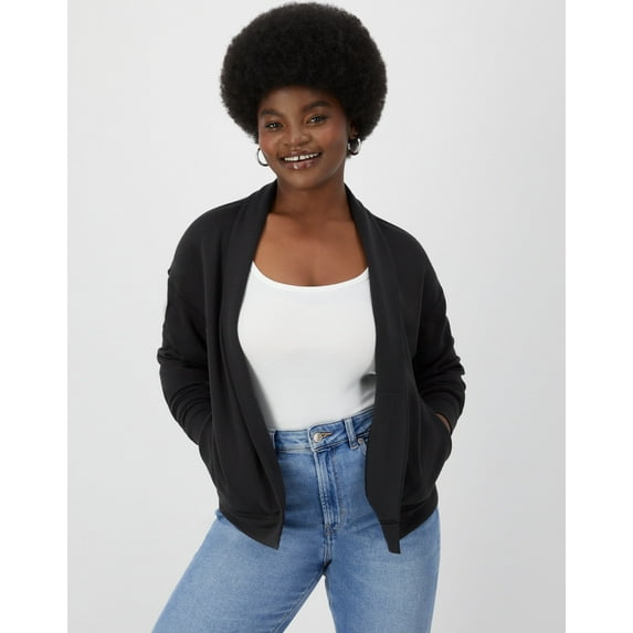 Hanes Originals Women's Soft Brushed Fleece Cardigan Black XS