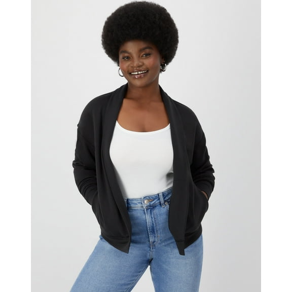 Hanes Originals Women's Soft Brushed Fleece Cardigan Black XS