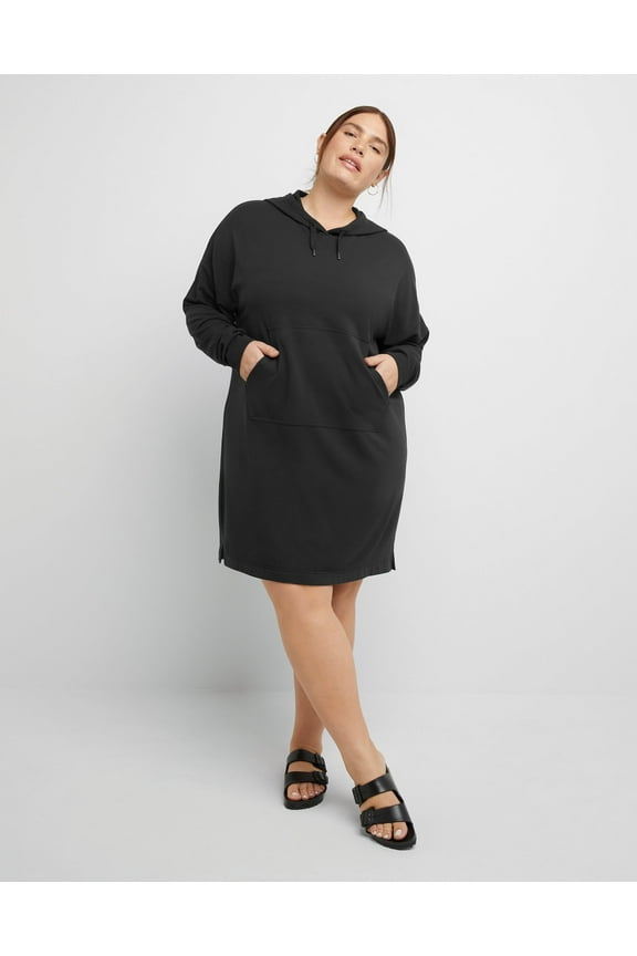 Originals Women's Soft Brushed Fleece Hoodie Dress (Plus Size) Black 3X
