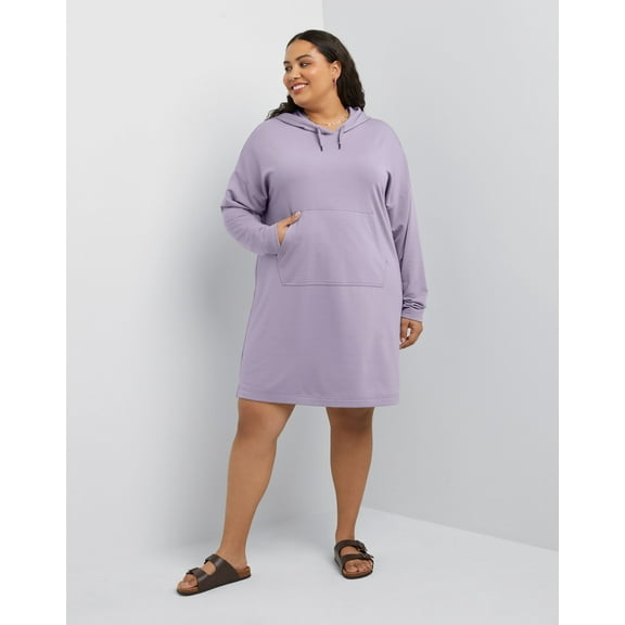 Hanes Originals Women's Soft Brushed Fleece Hoodie Dress (Plus Size) Muted Iris 2X