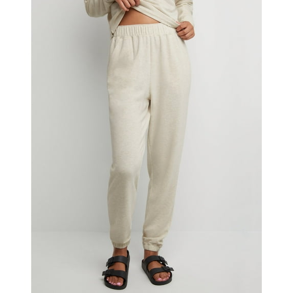 Hanes Originals Women's Soft Brushed Fleece Joggers, 29" Wheat Heather L