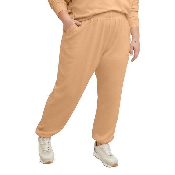 Hanes Originals Women's Soft Brushed Fleece Joggers, 30" (Plus Size) Java Frost Tan 2X
