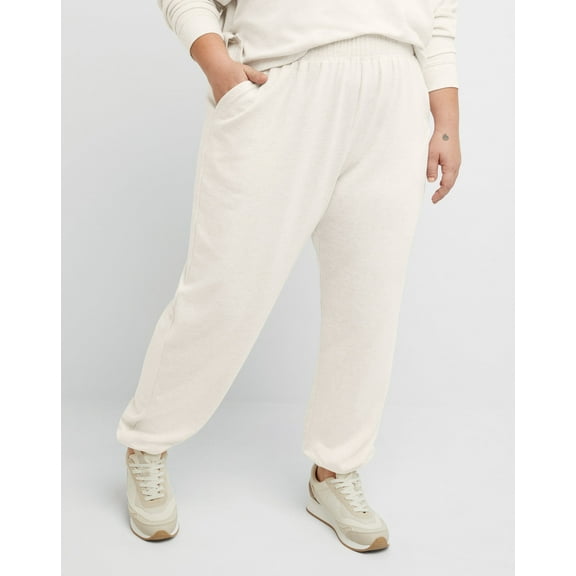 Hanes Originals Women's Soft Brushed Fleece Joggers, 30" (Plus Size) Wheat Heather 4X