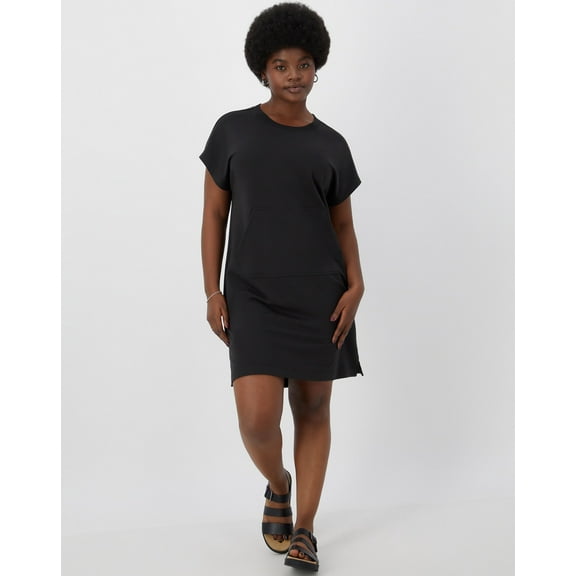 Hanes Originals Women's Soft Brushed Fleece Kanga Dress Black L