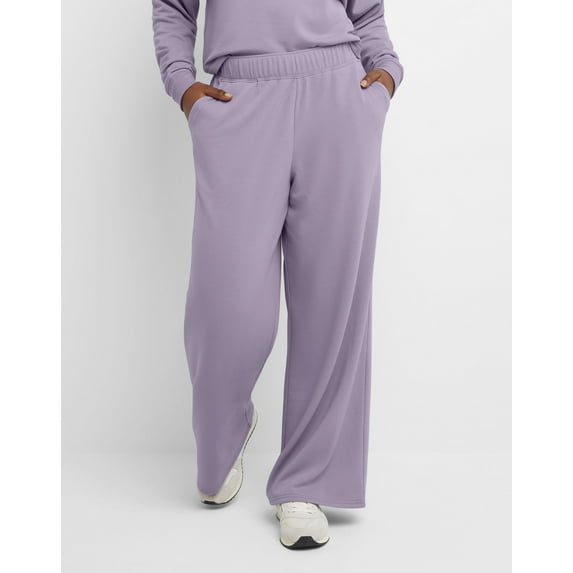 Hanes Originals Women's Soft Brushed Fleece Palazzo Pants, 28.5" Muted Iris S