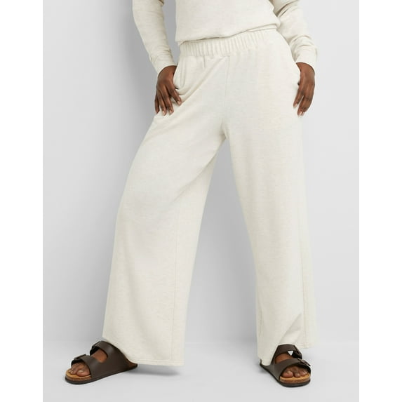 Hanes Originals Women's Soft Brushed Fleece Palazzo Pants, 28.5" Wheat Heather 2XL