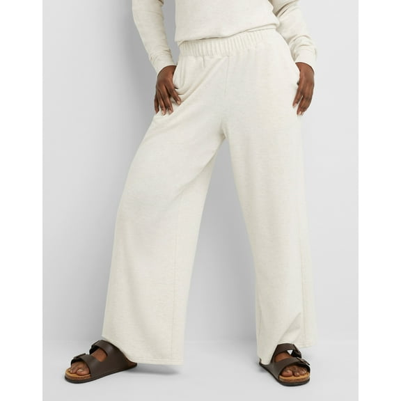 Hanes Originals Women's Soft Brushed Fleece Palazzo Pants, 28.5" Wheat Heather 2XL