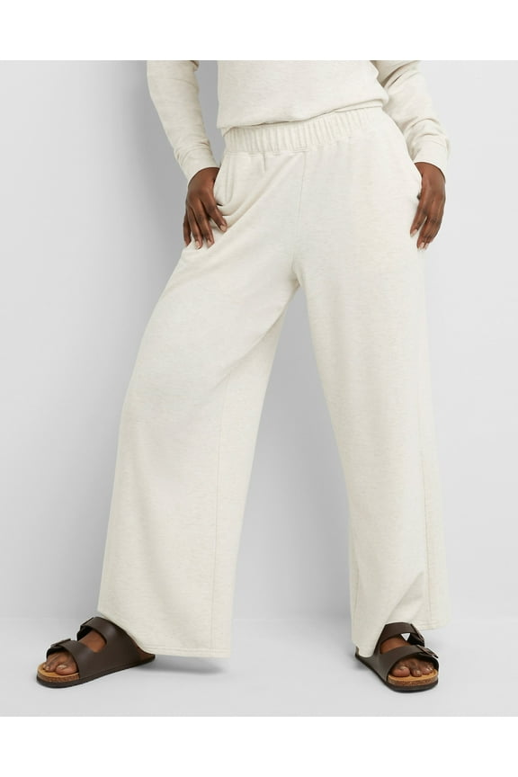 Originals Women's Soft Brushed Fleece Palazzo Pants, 28.5" Wheat Heather M