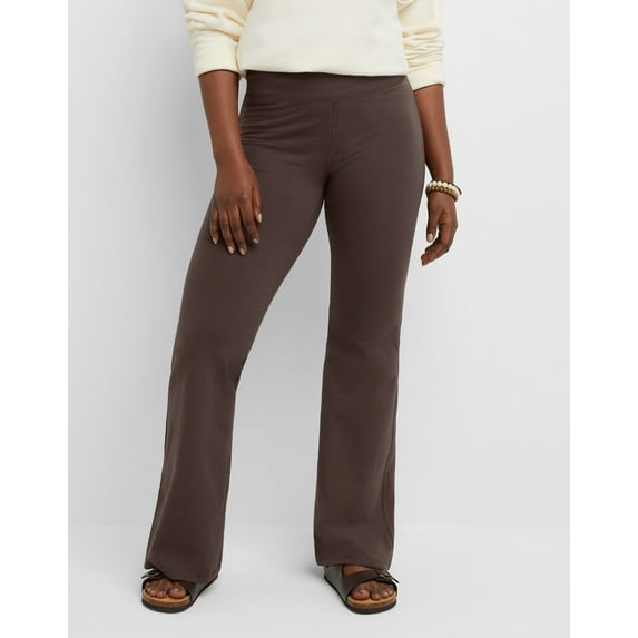 Hanes Originals Women's Stretch Jersey Flare Leggings, 31" Dark Crimson M