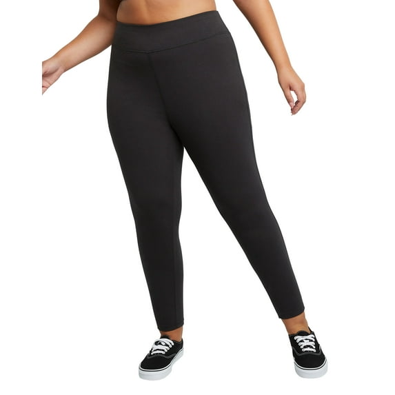 Hanes Originals Women's Stretch Jersey Hi-Rise Leggings, 25.5" (Plus Size) Black 3X