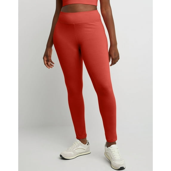 Hanes Originals Women's Stretch Jersey Hi-Rise Leggings, 27" Red River Clay M