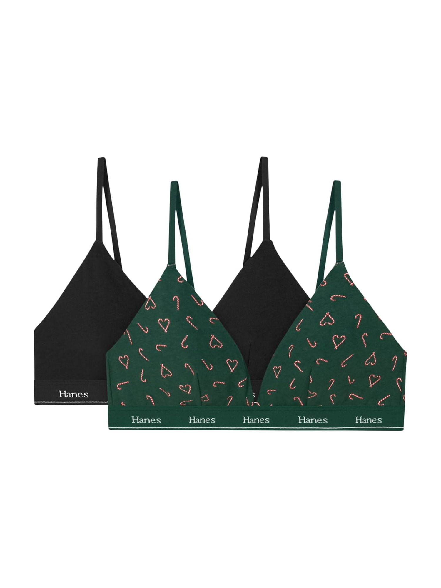 Hanes Originals Women's Stretch Triangle Bra, 2-Pack, sizes SM-2XL