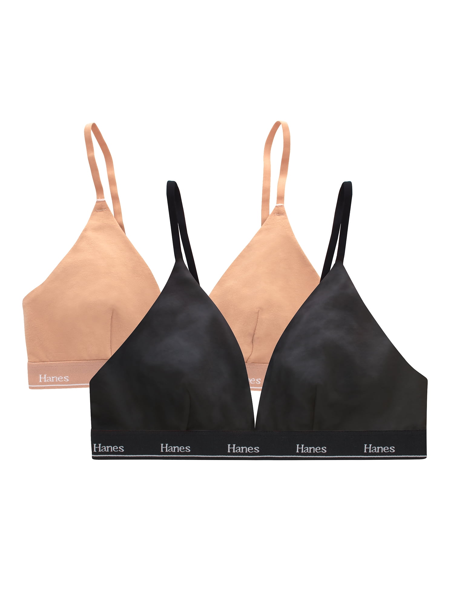 Hanes Originals Women's Stretch Triangle Bra, 2-Pack