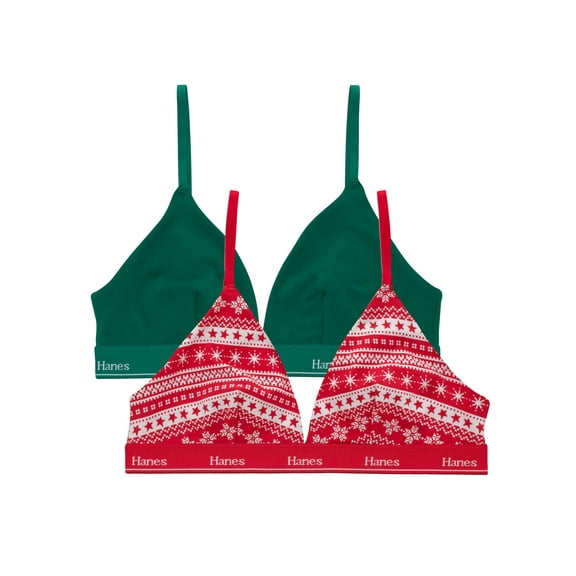 Hanes Originals Women's Stretch Triangle Bra, 2-Pack