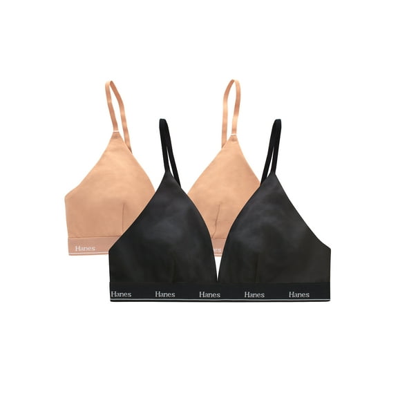 Hanes Originals Women's Stretch Triangle Bra, 2-Pack