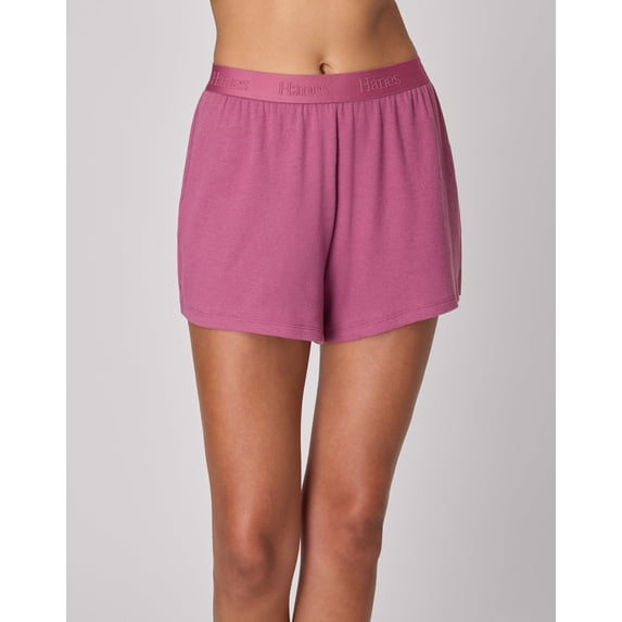 Hanes Originals Women’s SuperSoft Comfywear Rib Sleep Shorts Mauve Mood S