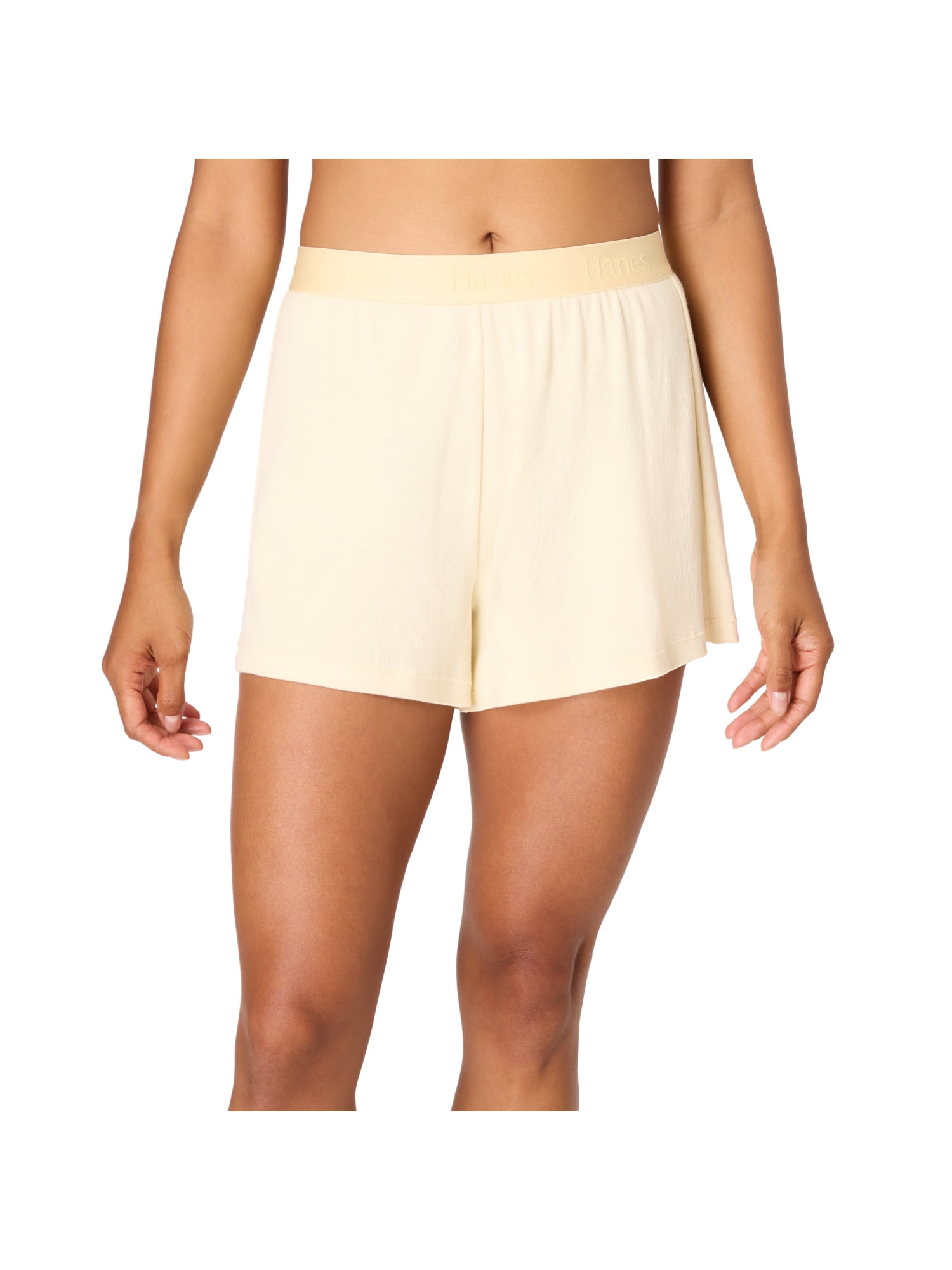Hanes Originals Women's SuperSoft Comfywear Rib Sleep Shorts, Sizes S to 2X