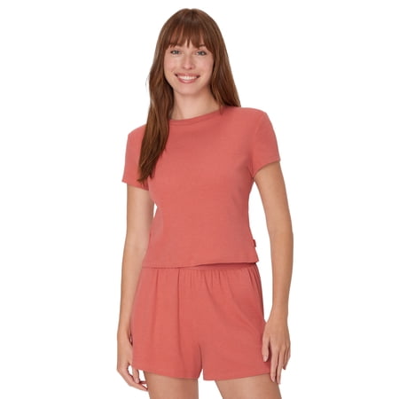 Hanes Originals Women's SuperSoft Comfywear Sleep Rib Crop Tee, Sizes S to 2X