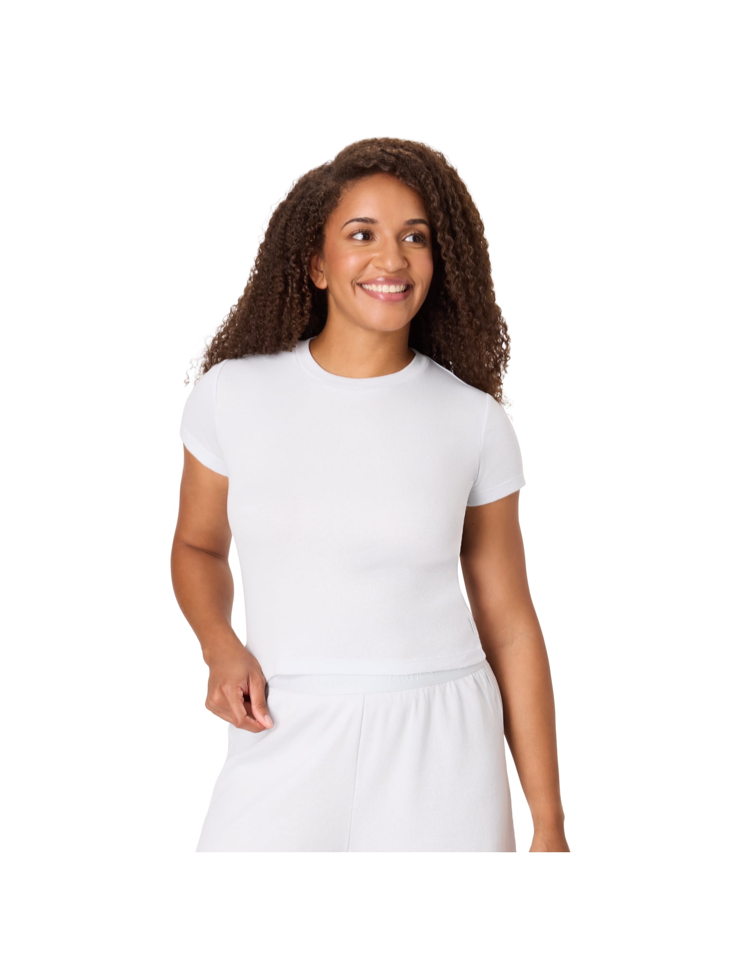 Hanes Originals Women's SuperSoft Comfywear Sleep Rib Crop Tee