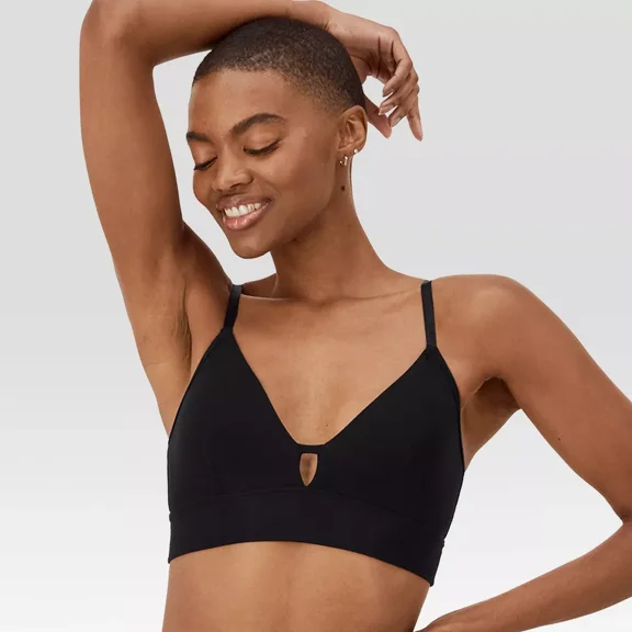 Hanes Originals Women's SuperSoft Longline Triangle Bra MHOT10, Black