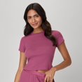 thumbnail image 1 of Hanes Originals Women's Supersoft Comfywear Rib Baby Doll Tee Mauve Mood L, 1 of 7