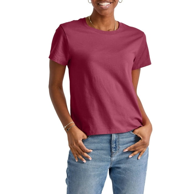 Hanes Originals Women’s T-Shirt with Curved Hem, 100% Cotton Classic ...