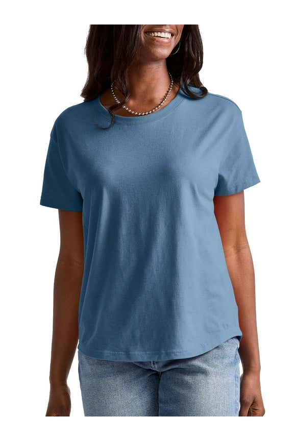 Originals Women’s T-Shirt with Curved Hem, 100% Cotton Relaxed-Fit Tee, Sizes XS-XXL