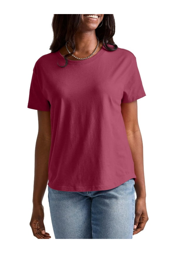 Originals Women’s T-Shirt with Curved Hem, 100% Cotton Relaxed-Fit Tee, Sizes XS-XXL