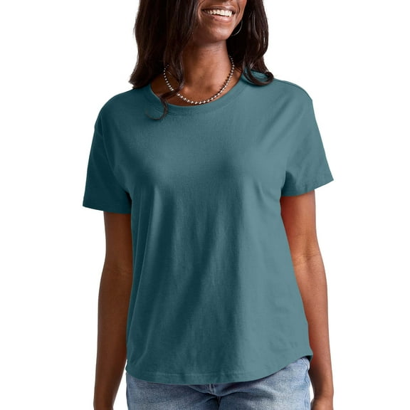 Hanes Originals Women’s T-Shirt with Curved Hem, 100% Cotton Relaxed-Fit Tee, Sizes XS-XXL