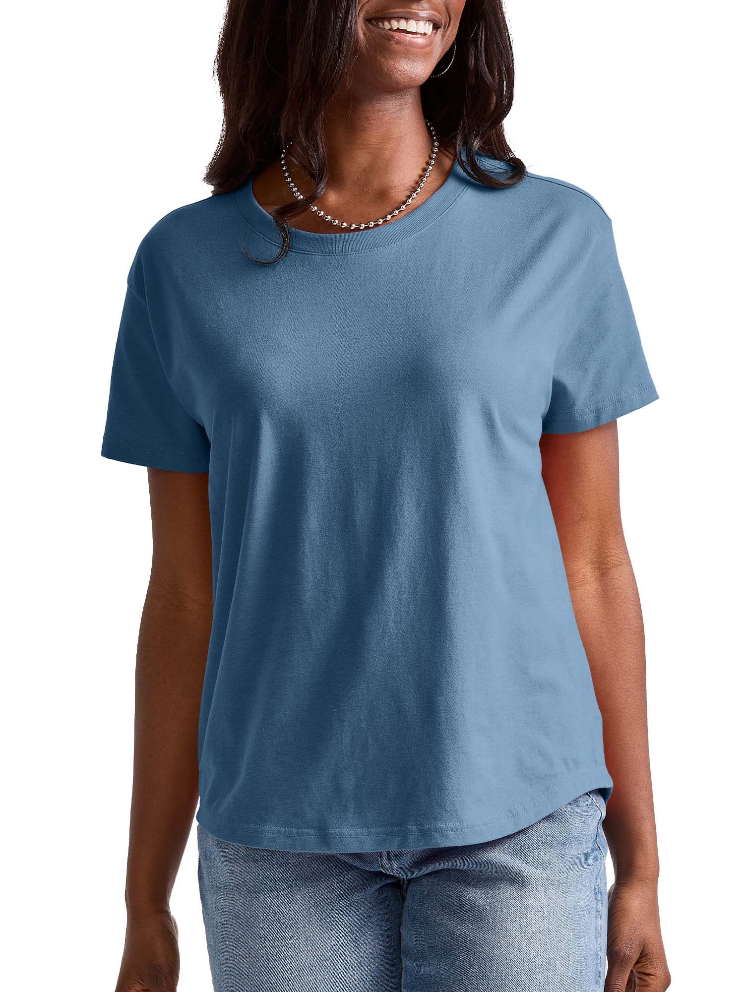Hanes Originals Women’s TShirt with Curved Hem, 100 Cotton Relaxed