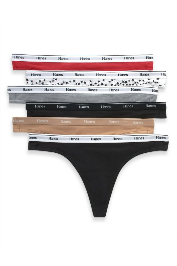 Originals Women's Thong Underwear, Breathable Cotton Stretch, 6-Pack