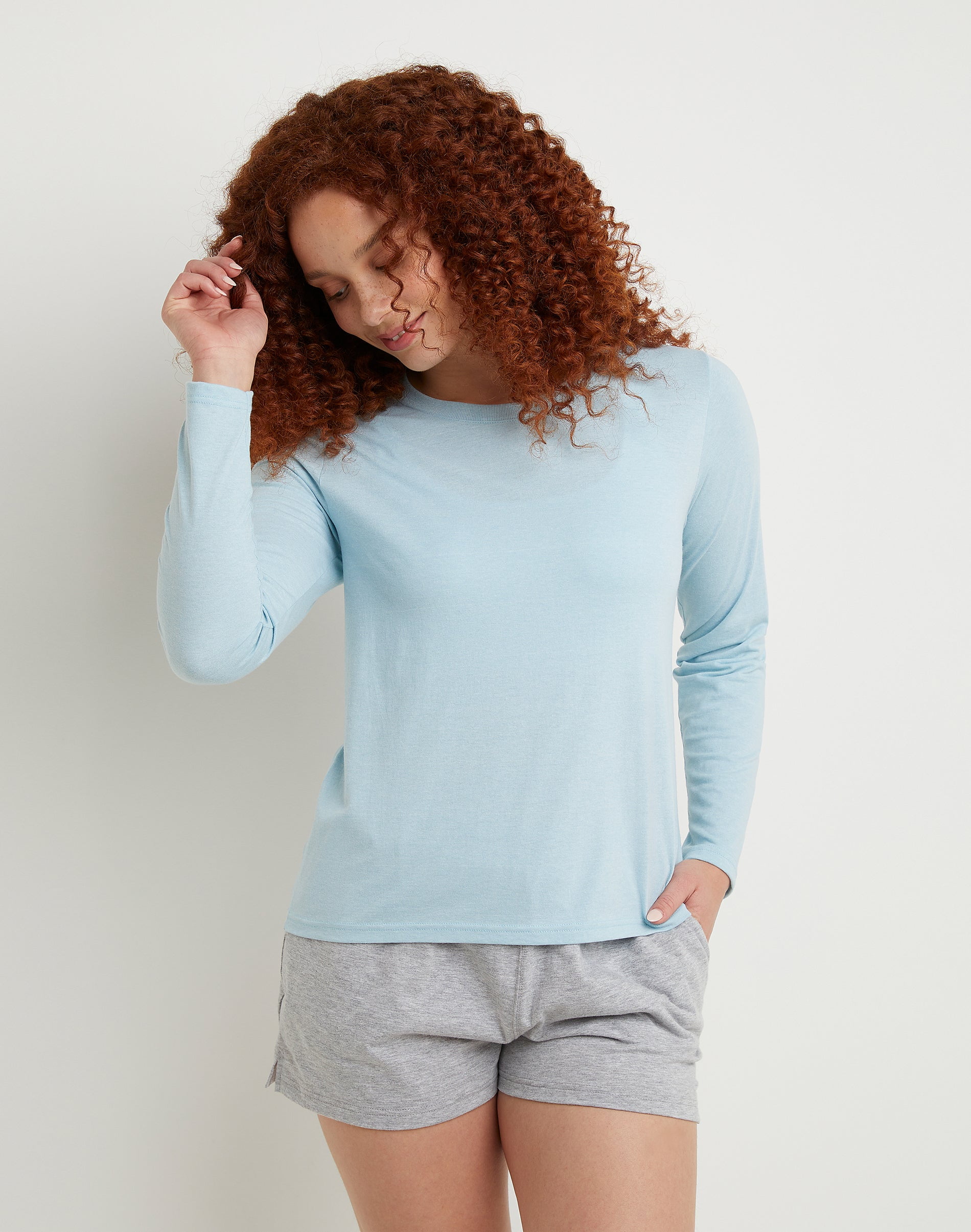 Hanes Originals Women's Tri-Blend Long-Sleeve T-Shirt Regalia Blue Heather XS