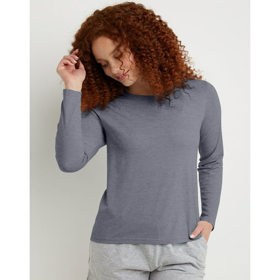 Hanes Originals Women's Tri-Blend Long-Sleeve T-Shirt Athletic Navy Heather M