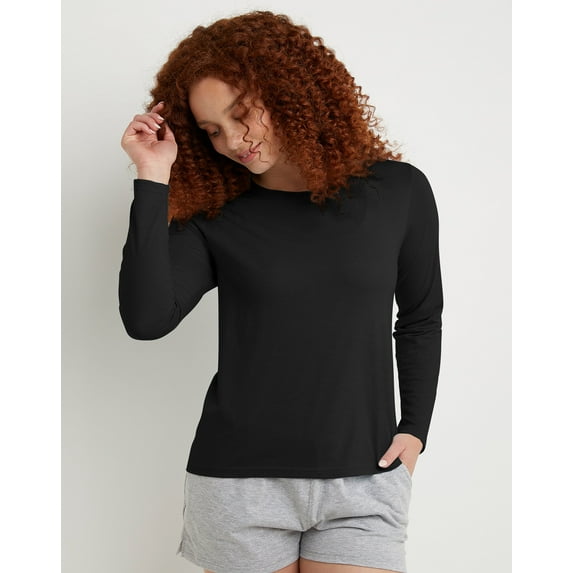 Hanes Originals Women's Tri-Blend Long-Sleeve T-Shirt Black S