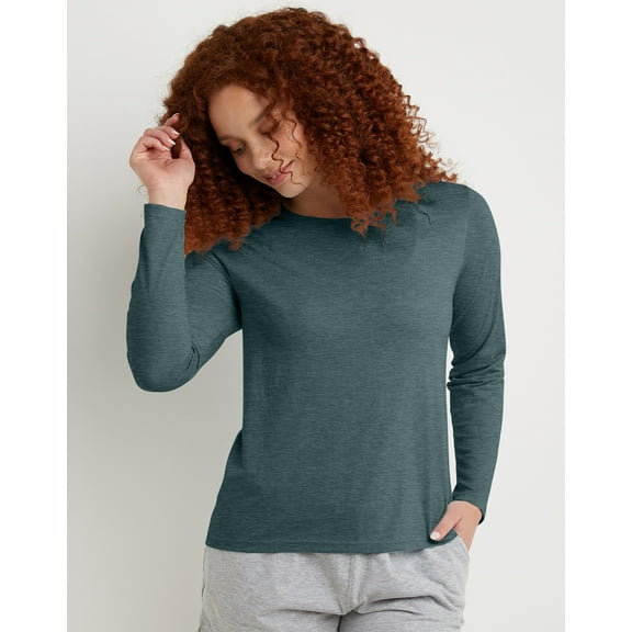Hanes Originals Women's Tri-Blend Long-Sleeve T-Shirt Cactus Heather XS