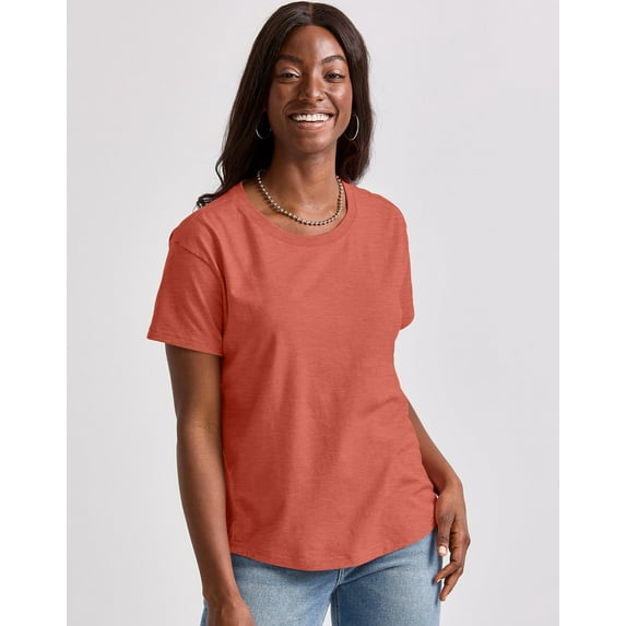 Hanes Originals Women's Tri-Blend T-Shirt, Relaxed Fit Red River Clay Heather S