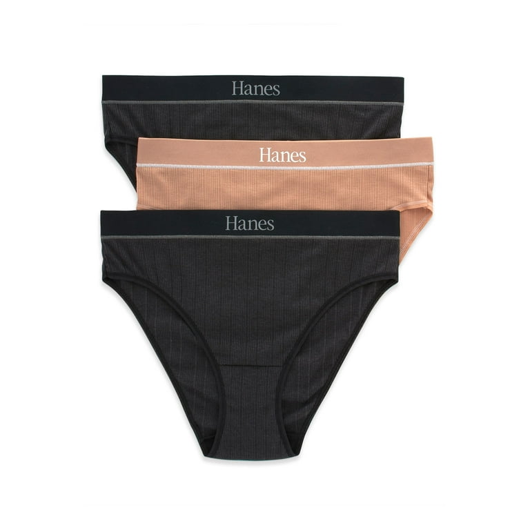 Hanes Originals Women's Underwear Ribbed Hi-Cut, 3-Pack 
