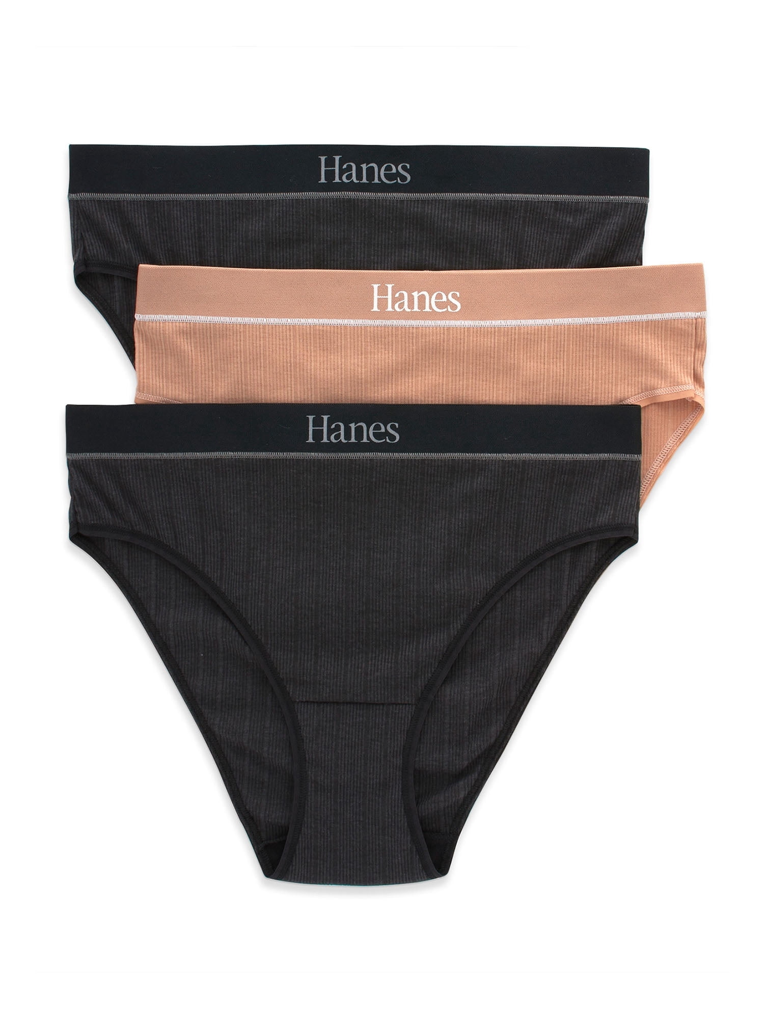 Hanes Originals Women's Underwear Ribbed Hi-Cut, 3-Pack