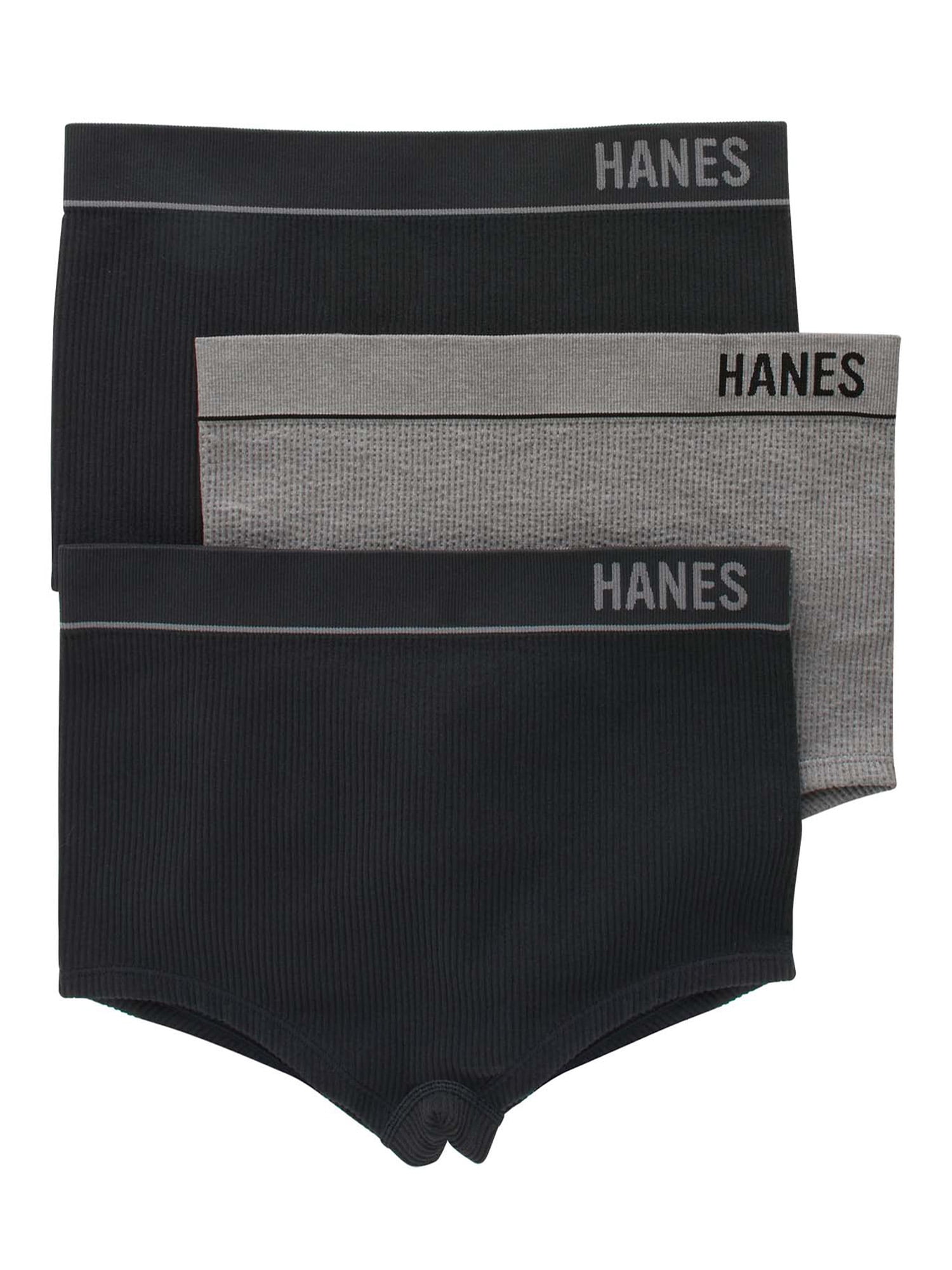 Hanes Originals Women's Underwear Seamless Rib Boyfit Panties, 3-Pack