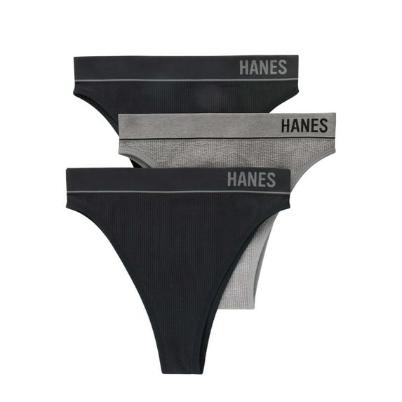 Hanes Originals Women’s Underwear Seamless Rib Hi-Rise Cheeky Panties, 3-Pack