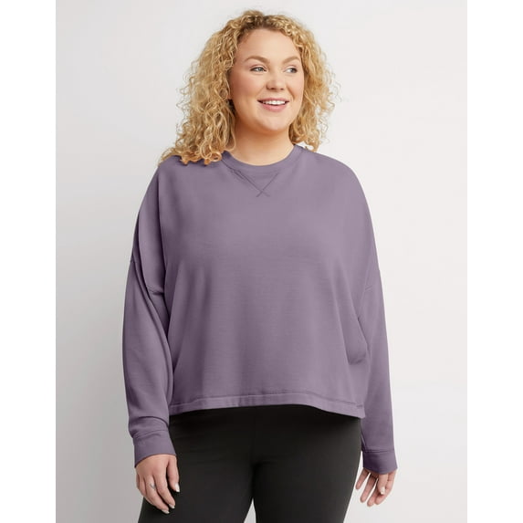 Hanes Originals Women's Soft Brushed Crop Sweatshirt (Plus Size) Muted Iris 3X