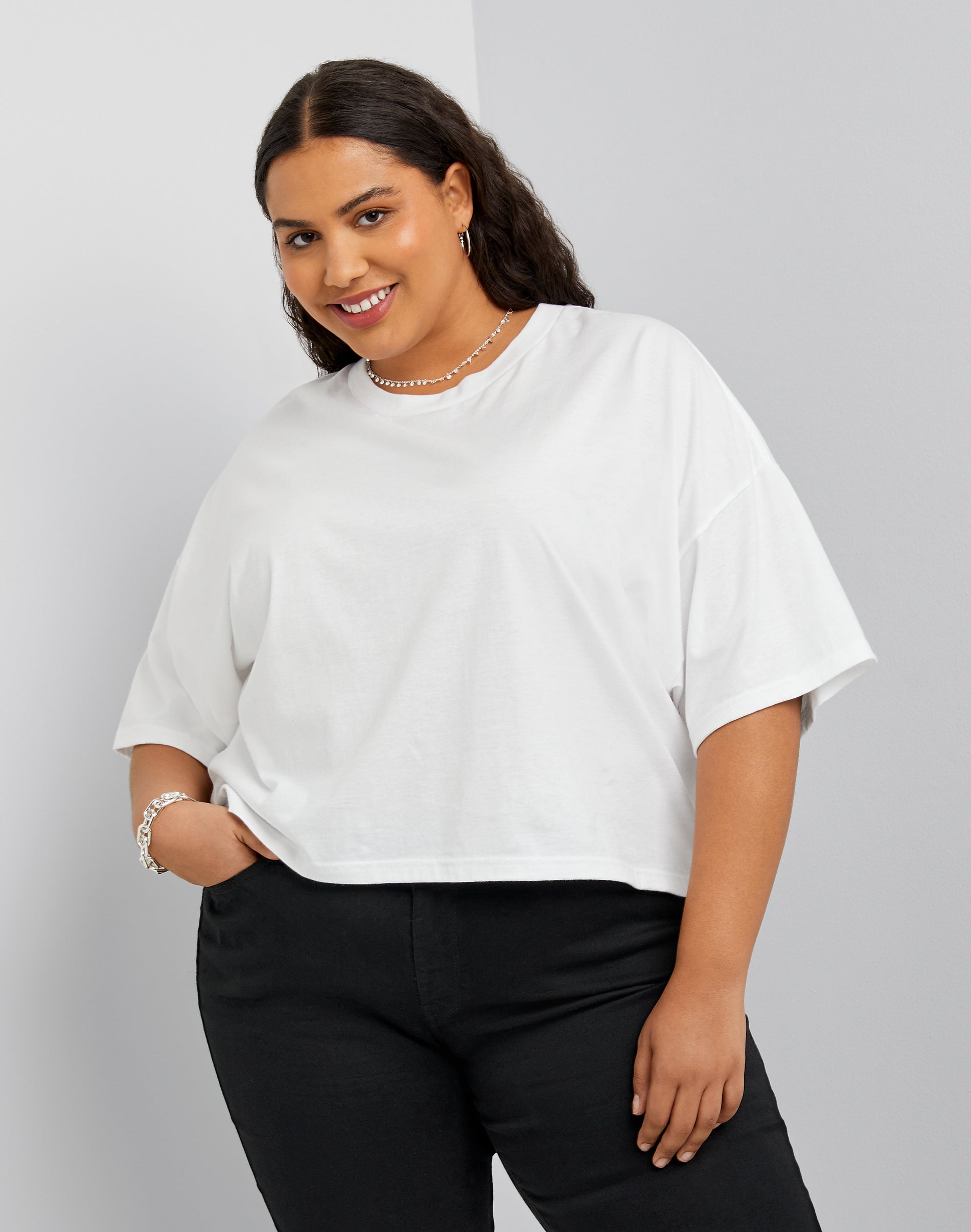 Hanes Originals Women's Cropped T-Shirt (Plus Size) White 4X