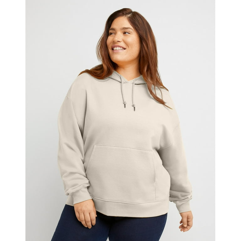 Hanes Originals Women s Fleece Hoodie Plus Size Natural 3X Walmart
