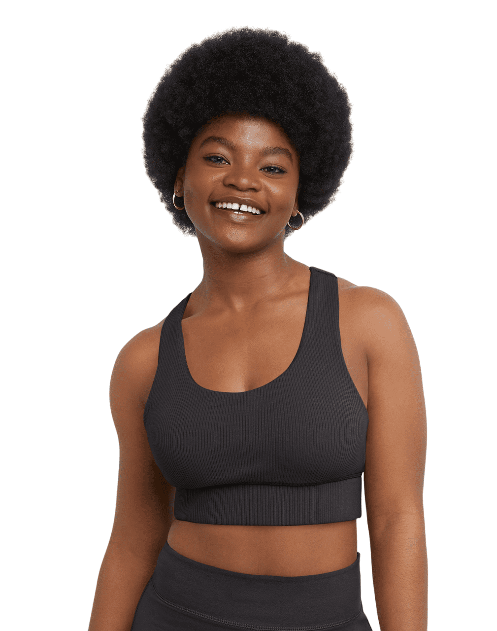 Hanes Originals Womens Longline Racerback Moderate Support Sports Bra