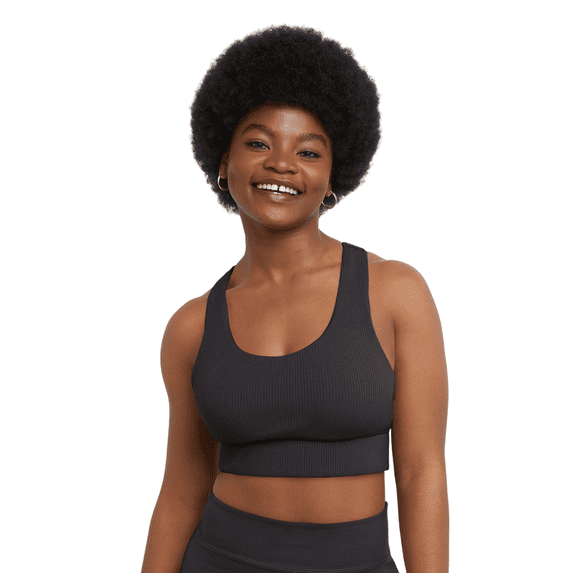 Hanes Originals Womens Longline Racerback Moderate Support Sports Bra