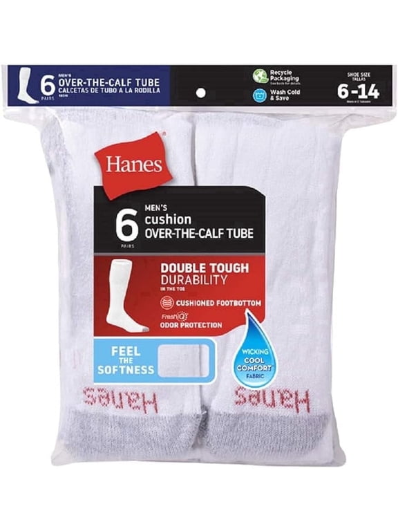 Over the Calf Men's Polyester Cushioned Socks, White (6)